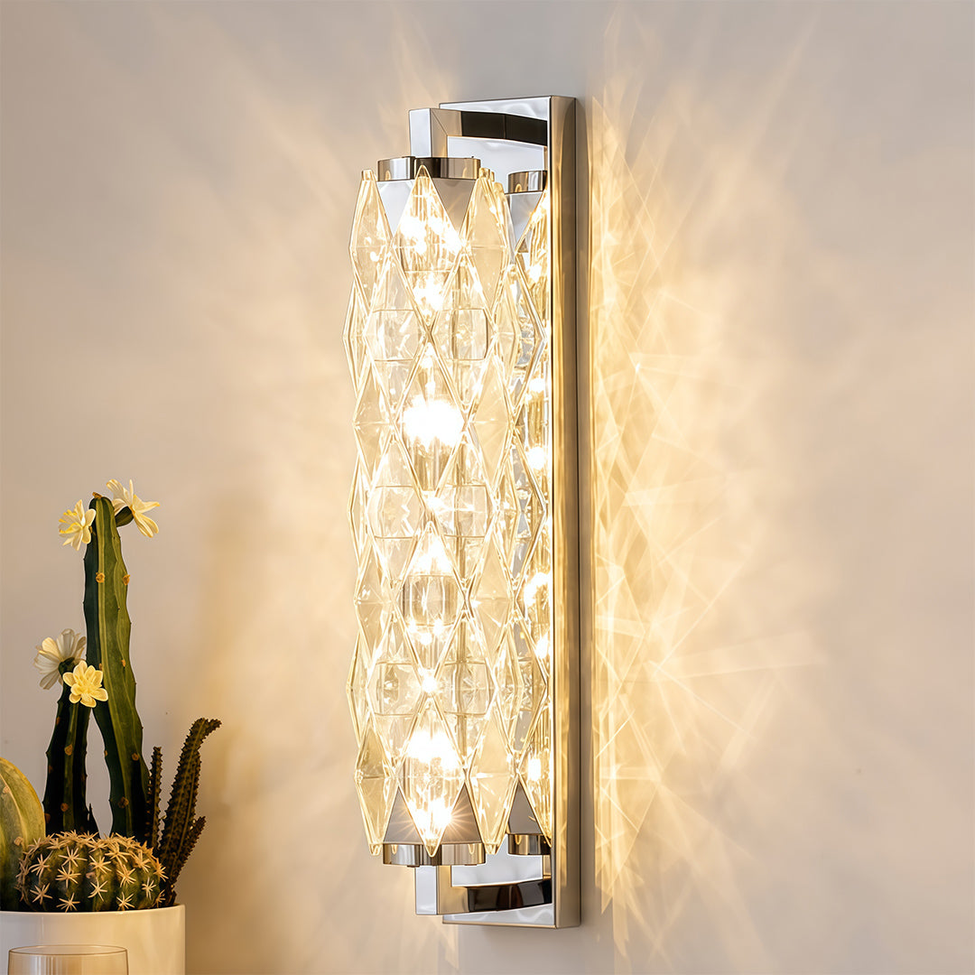 Crystal Geometric Wall Sconce in Tinted Stainless Steel