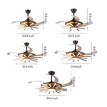 Modern Multi-Head Ceiling Fan with Integrated LED Light in Black or Gold