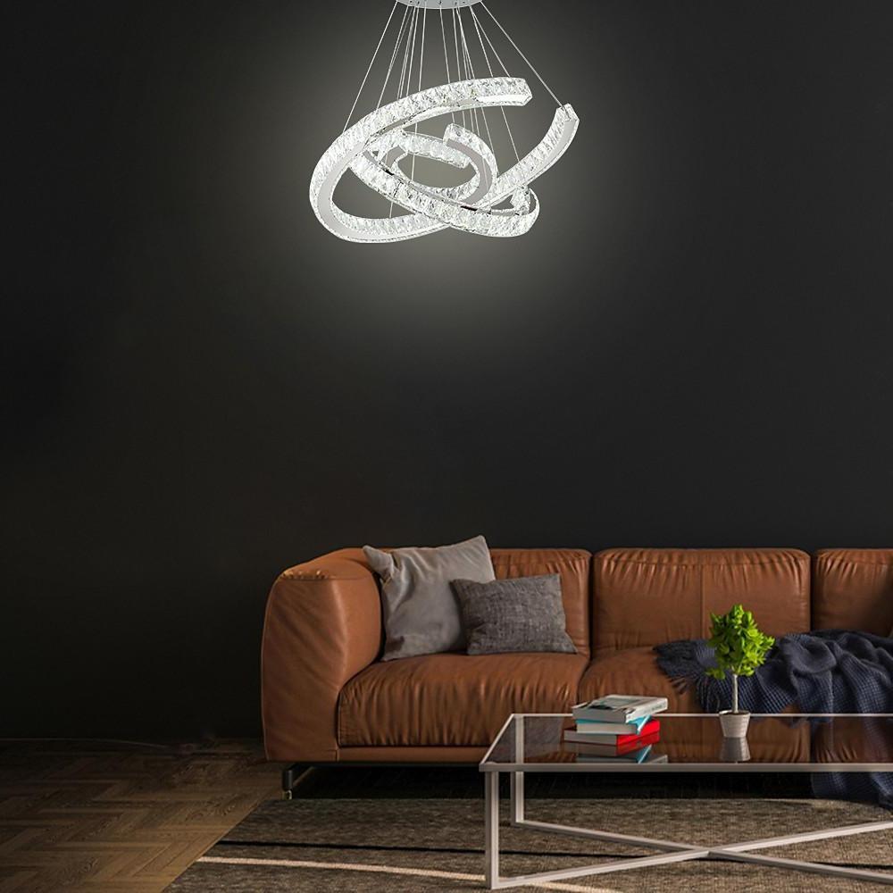 Lumina Wave Crystal LED Chandelier in Stainless Steel