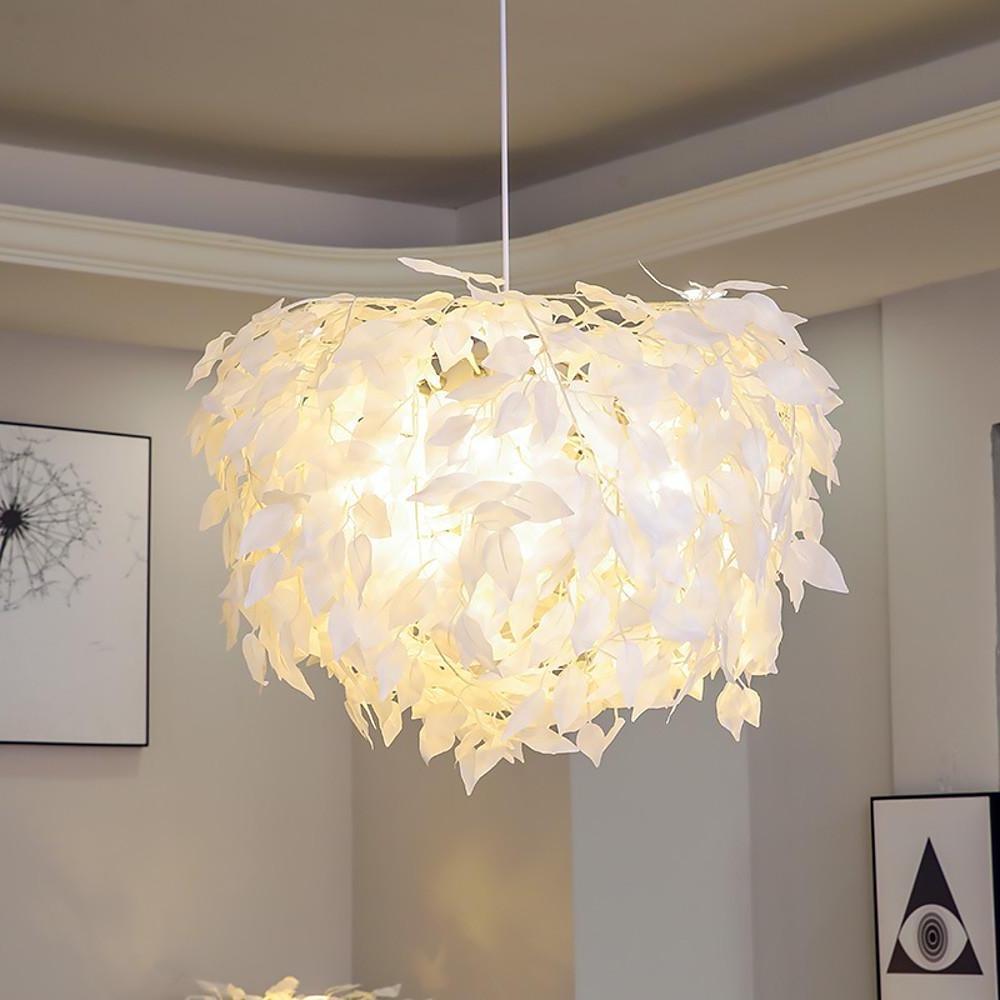 Modern Scandinavian Fabric Pendant Light White Gold Led Dimmable 24