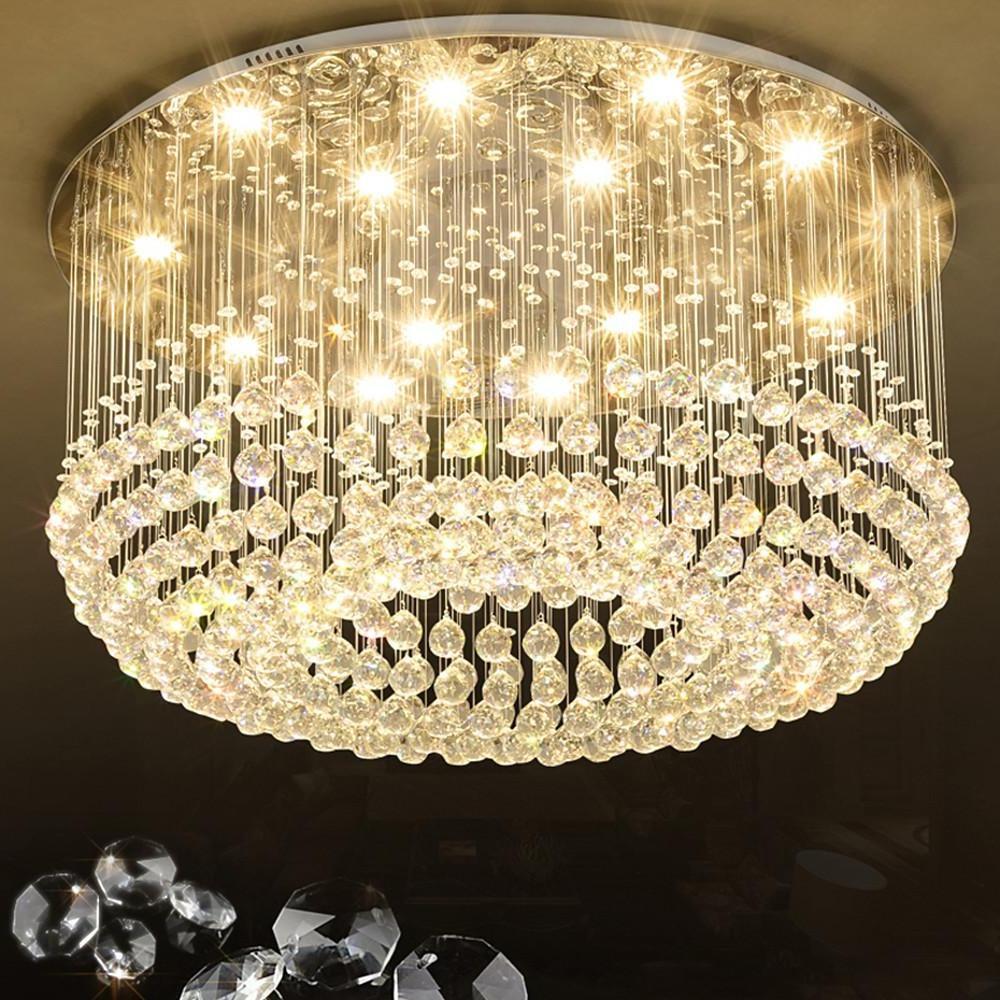 Glass Cicles Crystal Led Chandelier Drum Flush Mount Chandelier