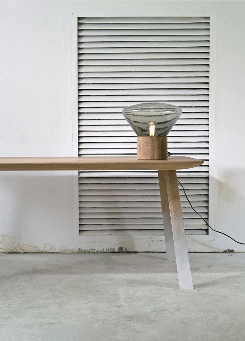 Bois Table Lamp – Handcrafted Wood & Blown Glass Designer Lamp