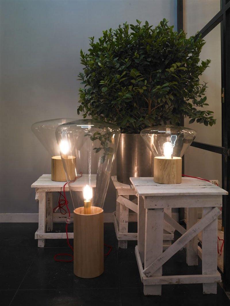 Bois Table Lamp – Handcrafted Wood & Blown Glass Designer Lamp
