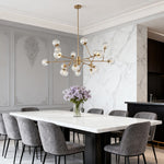 Bubble Sputnik Chandelier with Clear Glass Globes in Gold Finish