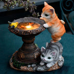 Handcrafted Resin Cat Solar Garden Lights with Warm LED Glow