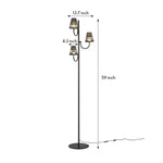Minimalist Black Contemporary Floor Lamp with Three Glass Shades