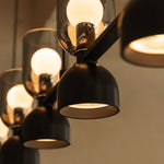 Linear Glass Pendant Chandelier with Adjustable Height, Matte Black