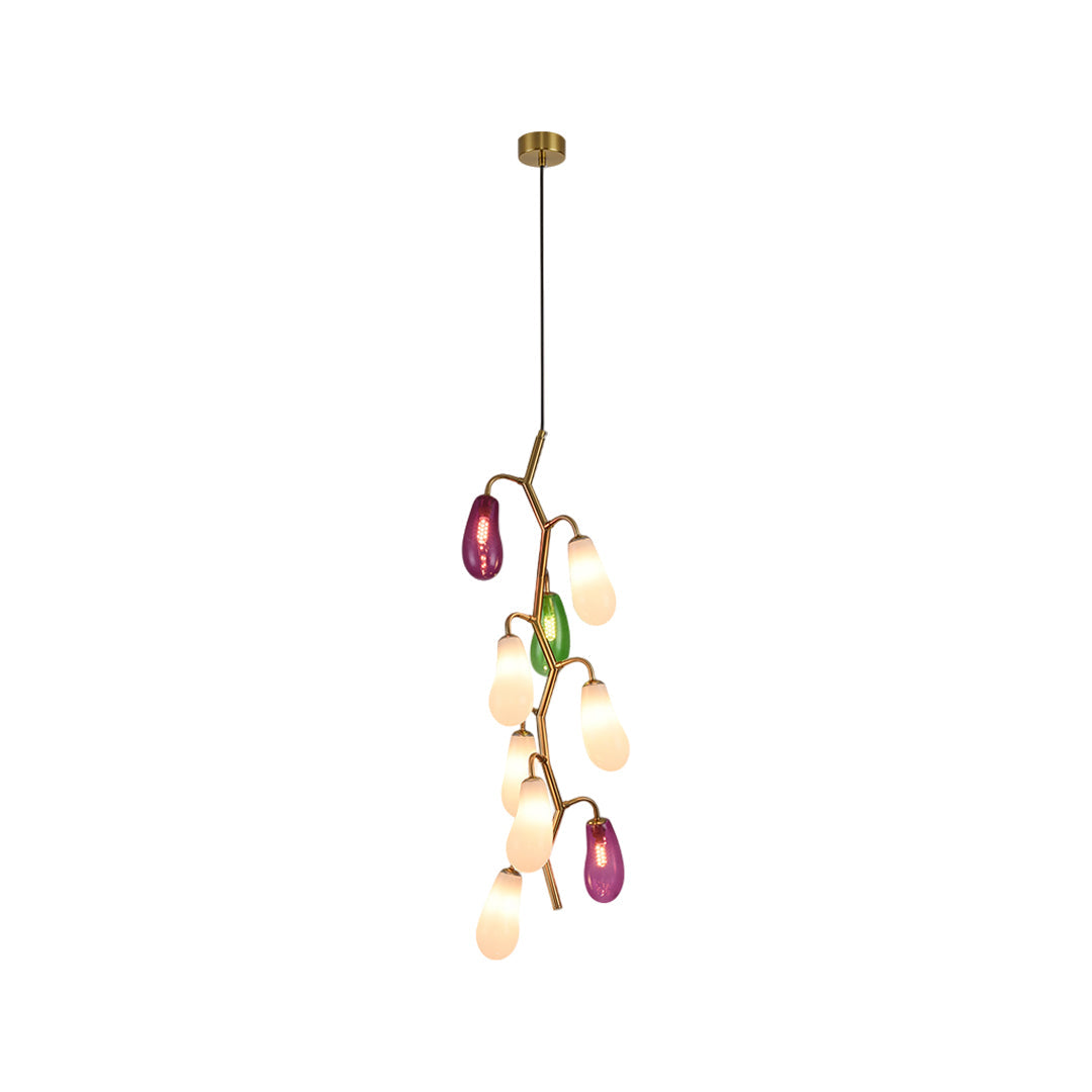 Artisan Colored Glass Multi-Pendant Ceiling Light in Brass