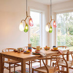 Artisan Colored Glass Multi-Pendant Ceiling Light in Brass