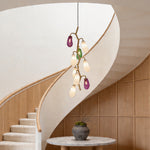 Artisan Colored Glass Multi-Pendant Ceiling Light in Brass