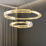 Modern Gold Crystal Ring Chandelier with LED Dimmable Lighting