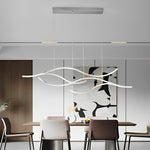 Wavy LED Pendant Light with Adjustable Height in Metallic Finishes