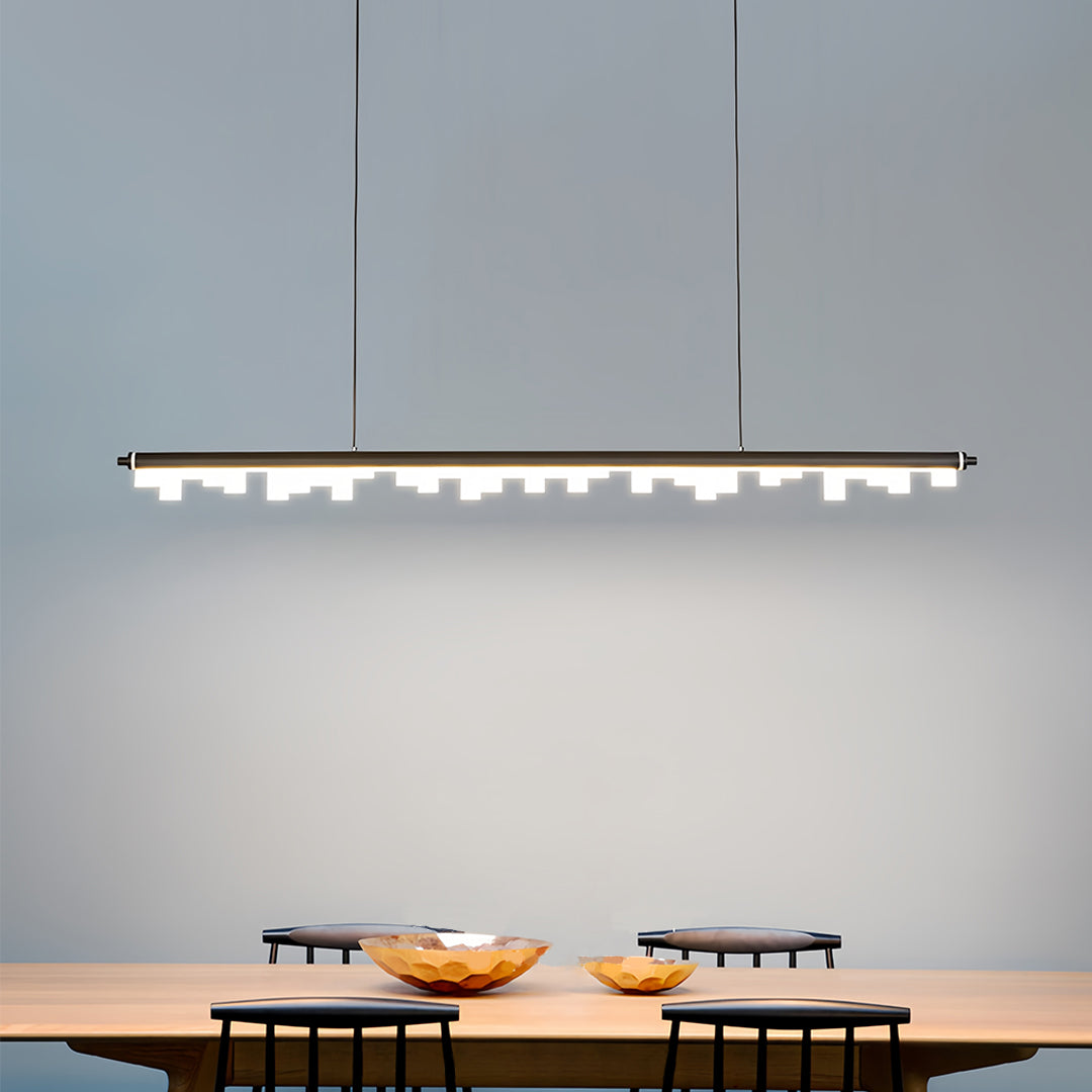Nordic Minimalist Linear LED Pendant Light in Black Aluminum