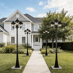European Three-Light LED Post Lamp for Villa Gardens