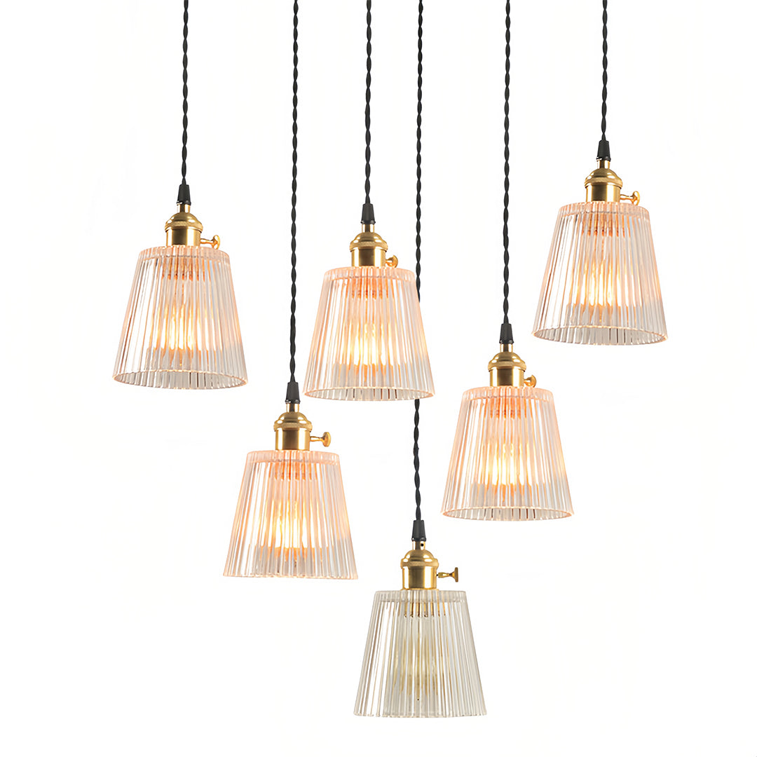 Nordic Minimalist Brass Pendant Light with Clear Glass Shade