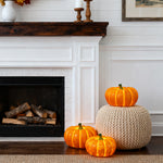 Sculptural Pumpkin Resin Lamp with Warm LED Glow for Indoor and Outdoor Ambience