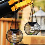 Solar-Powered Iron Lantern Hanging Lights for Outdoor Ambiance