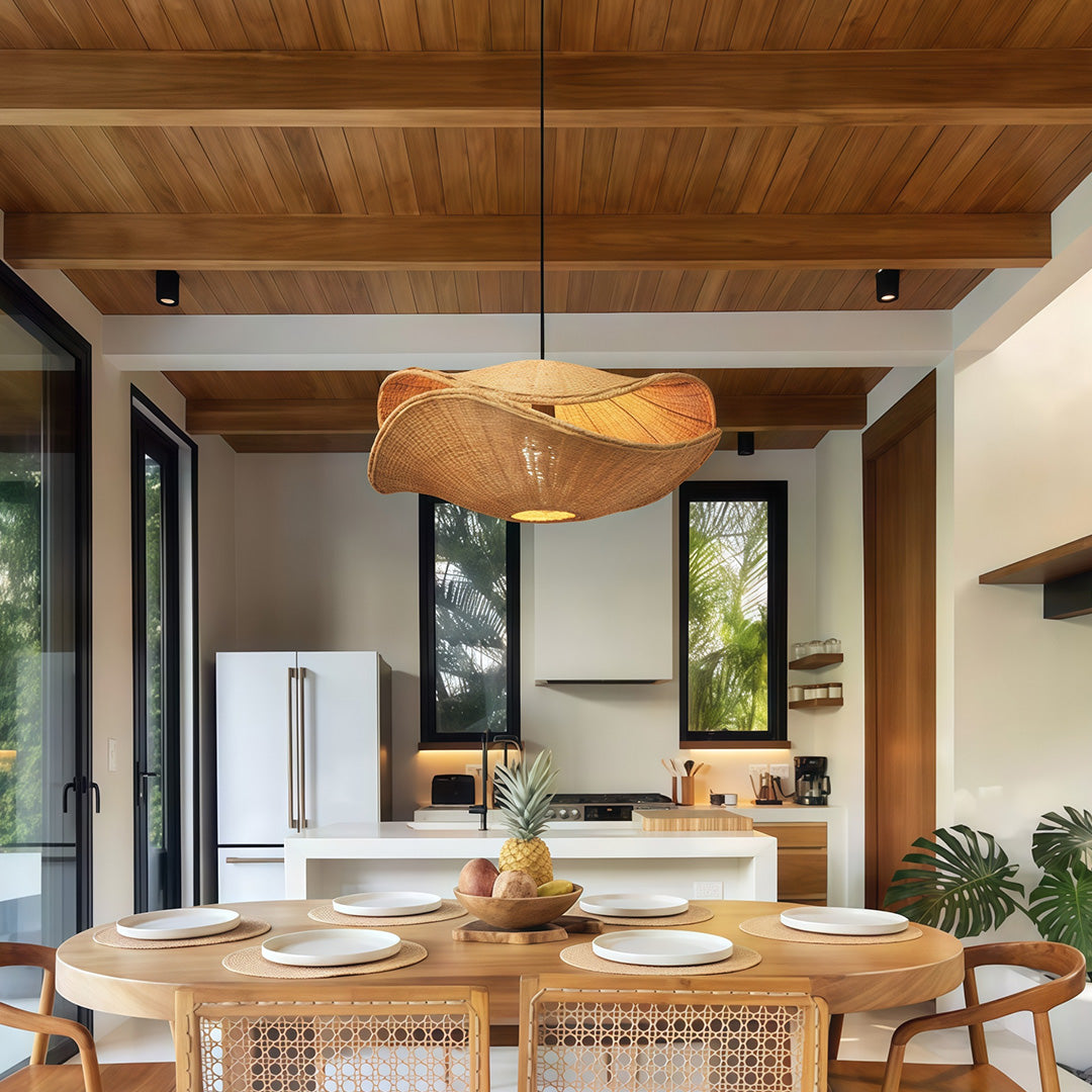 Handwoven Rattan Pendant Light with Wabi-Sabi Charm for Modern Interiors