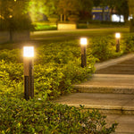 Solar-Powered Black Aluminum Bollard Light with Motion Sensor for Pathways