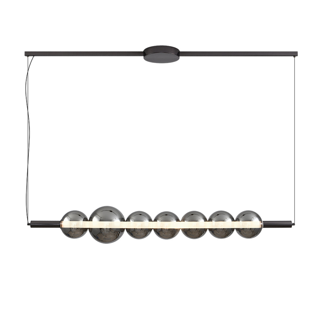 Aura Linear LED Pendant Light in Smoke Gray Glass for Kitchen Island