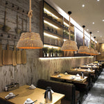 Artisan Hemp Rope Pendant Light with Iron Shade – Vintage Industrial Ceiling Lamp