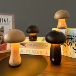 Aurora Wooden Mushroom Table Lamp with Touch Dimming