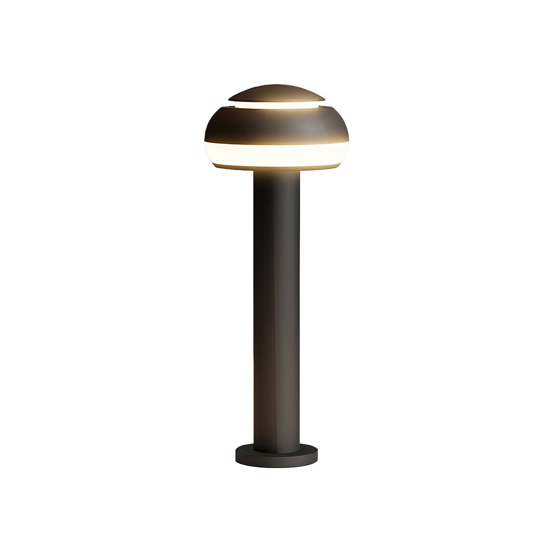Mushroom Path Light Minimalist Dome Landscape Bollard in Black