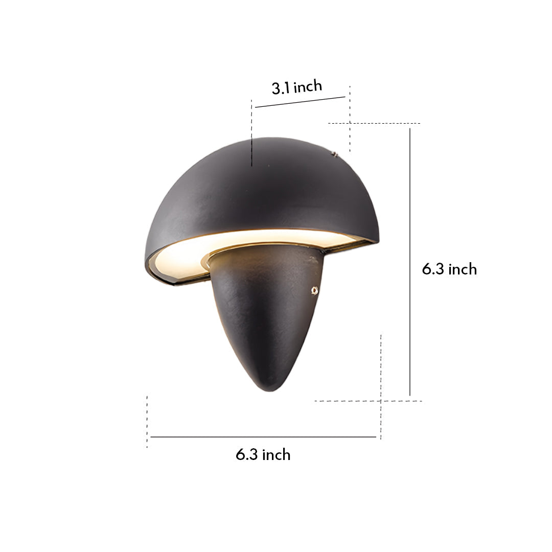 Mushroom Wall Sconce in Aluminum with Clear Glass Shade, IP65 Waterproof LED