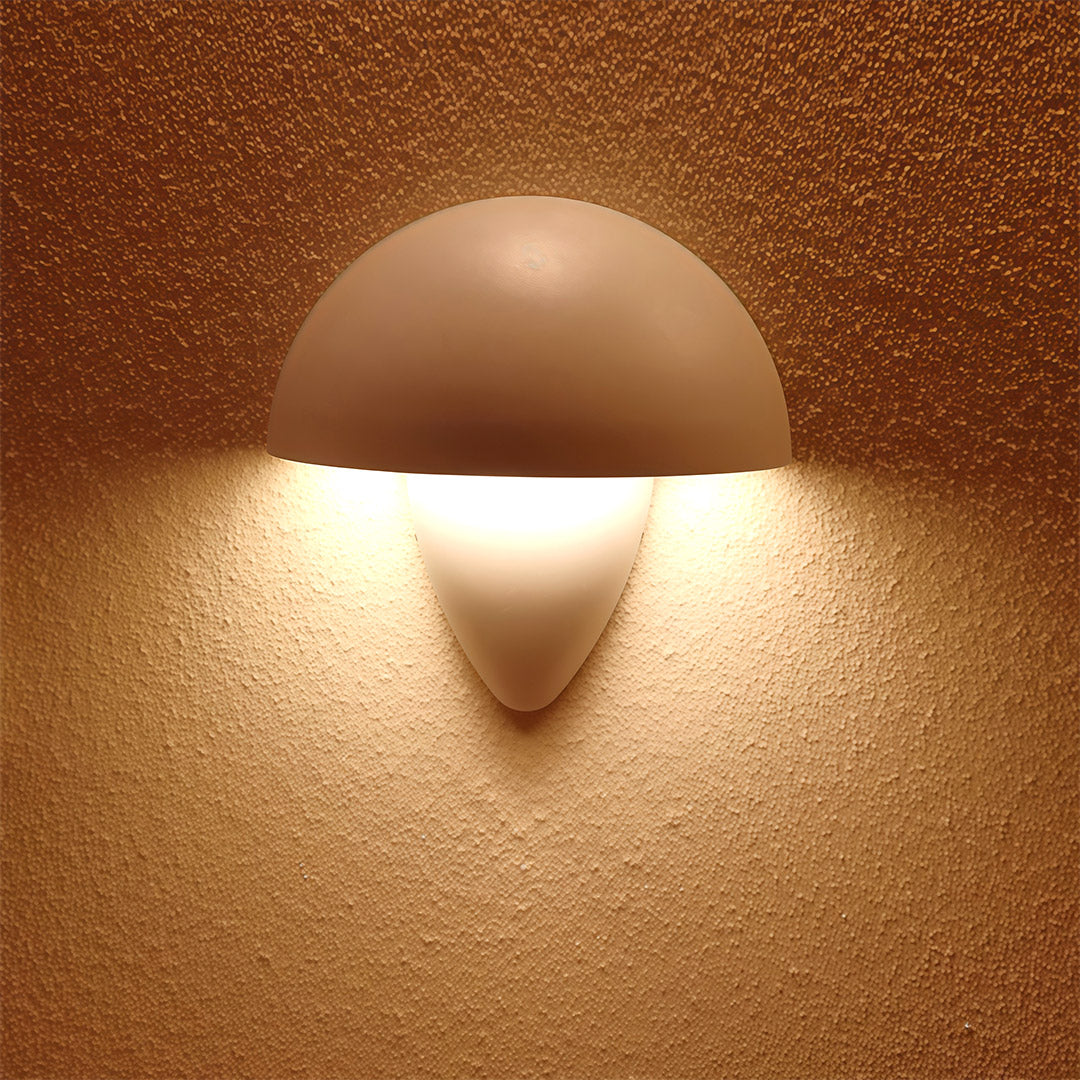 Mushroom Wall Sconce in Aluminum with Clear Glass Shade, IP65 Waterproof LED