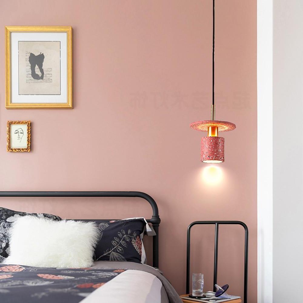 Terrazzo Inspired Cement Cylinder Led Pendant Lights Modern Island Lighting