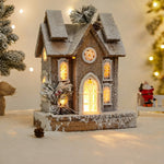 Nordic Wooden Christmas House Table Lamp with Warm LED Glow
