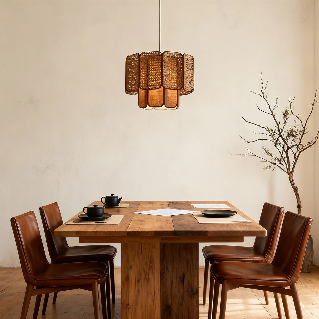Handwoven Rattan Pendant Light with Wabi-Sabi Aesthetic