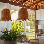 Artisan Rattan Pendant Light with Iron Frame – Japanese Wabi-Sabi Ceiling Lamp