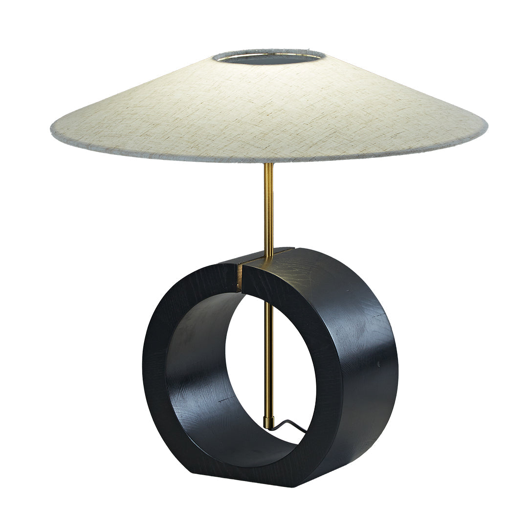 Nordic Walnut Wood Table Lamp with Beige Fabric Shade