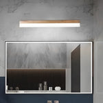 Natural Wood LED Vanity Light with Frosted Shade for Bathroom Mirror