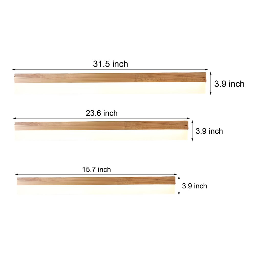 Natural Wood LED Vanity Light with Frosted Shade for Bathroom Mirror
