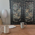 Faux Silk Bubble Table Lamp with Chrome Stem and Pull Chain