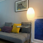 Faux Silk Bubble Table Lamp with Chrome Stem and Pull Chain