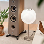 Faux Silk Bubble Table Lamp with Chrome Stem and Pull Chain