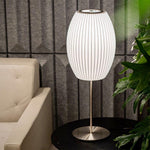 Faux Silk Bubble Table Lamp with Chrome Stem and Pull Chain