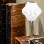 Faux Silk Bubble Table Lamp with Chrome Stem and Pull Chain