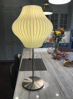 Faux Silk Bubble Table Lamp with Chrome Stem and Pull Chain