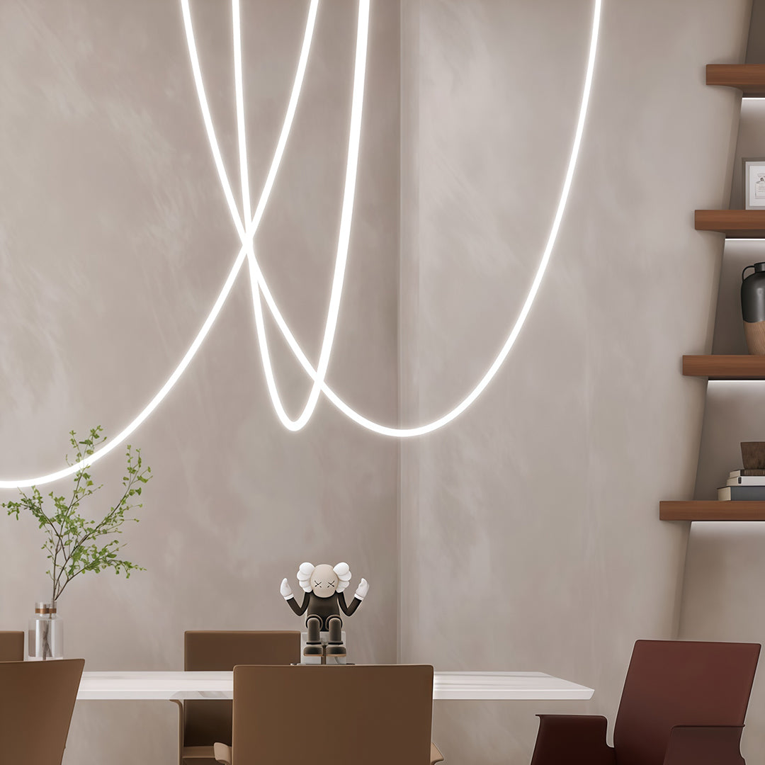 Linear LED Pendant Light – Minimalist Silicone Neon Ceiling Lamp