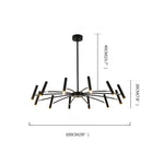 Linear Sputnik Chandelier Black Metal 12 Light Modern Hanging Lights