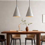 Nordic Plaster Pendant Light with Adjustable Chain, White LED Ceiling Lamp