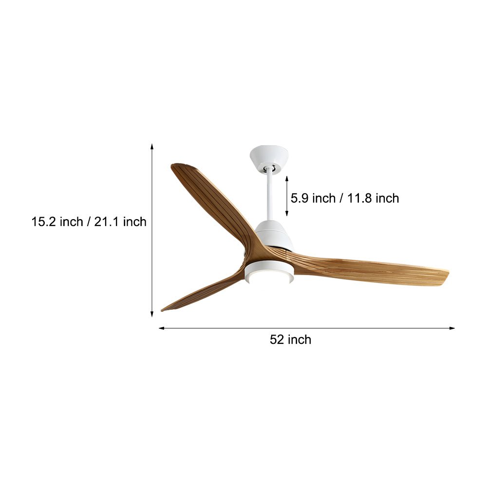 Nordic 52-Inch Wooden Ceiling Fan with LED Light and Remote
