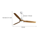 Nordic 52-Inch Wooden Ceiling Fan with LED Light and Remote