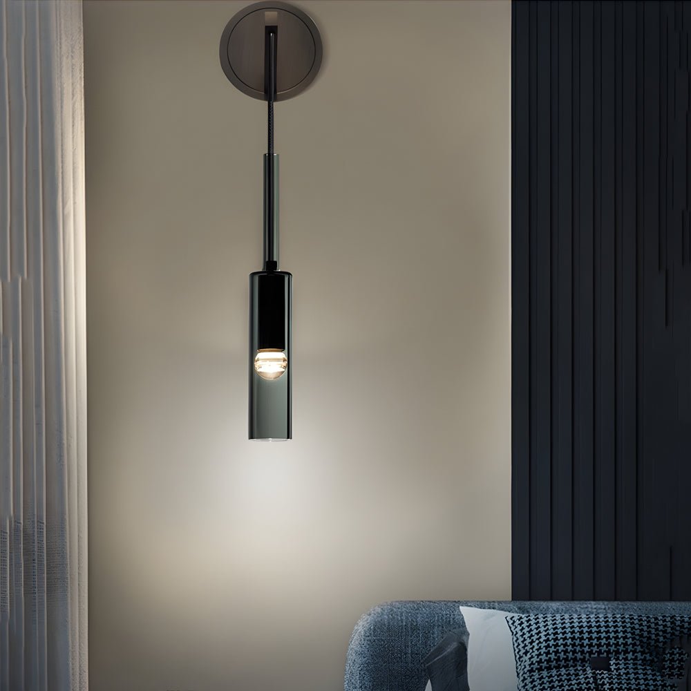 Nordic Copper Wall Sconce with Smoke Glass Shade and Suspended Cord
