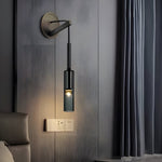 Nordic Copper Wall Sconce with Smoke Glass Shade and Suspended Cord
