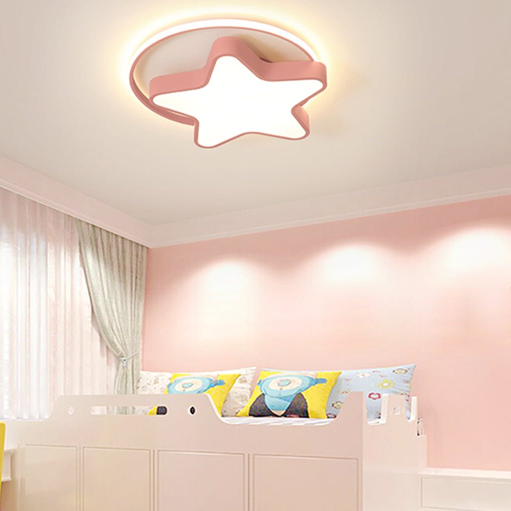 Nordic Creative Five Pointed Star Design Three Color Dimming Led Ceiling Lamp